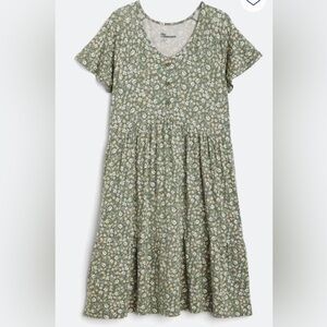 The Commons Girls V-Neck Dress - Green Floral - Size L Girls